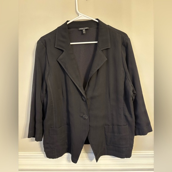Eileen Fisher Jackets & Blazers - Eileen Fisher Crepe 100% Silk Black Cropped Blazer Size X Large